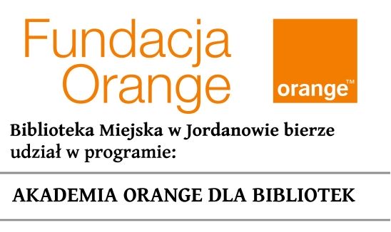 Plakat biblioteka bierze udział w programie Akademia Orange dla Bibliotek